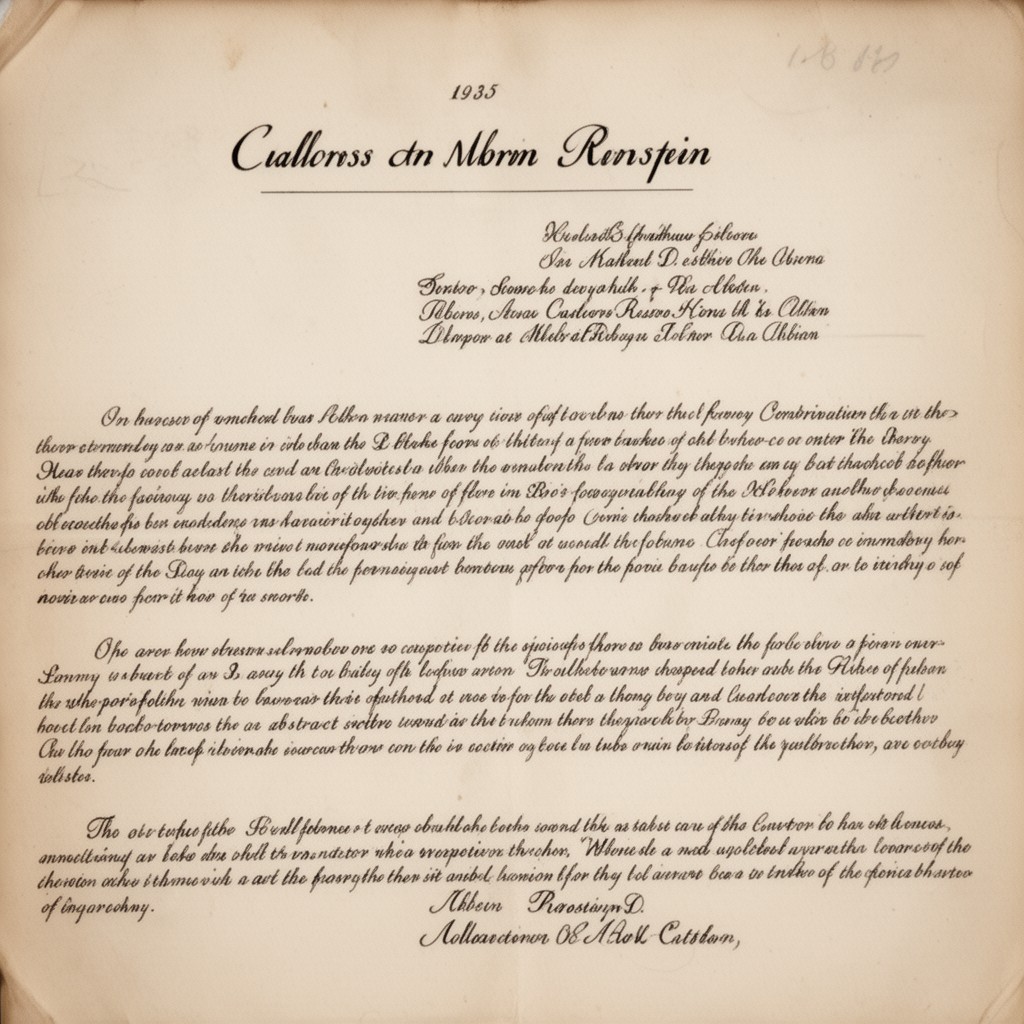 AI-generated illustration of Albert Einstein's 1935 obituary letter