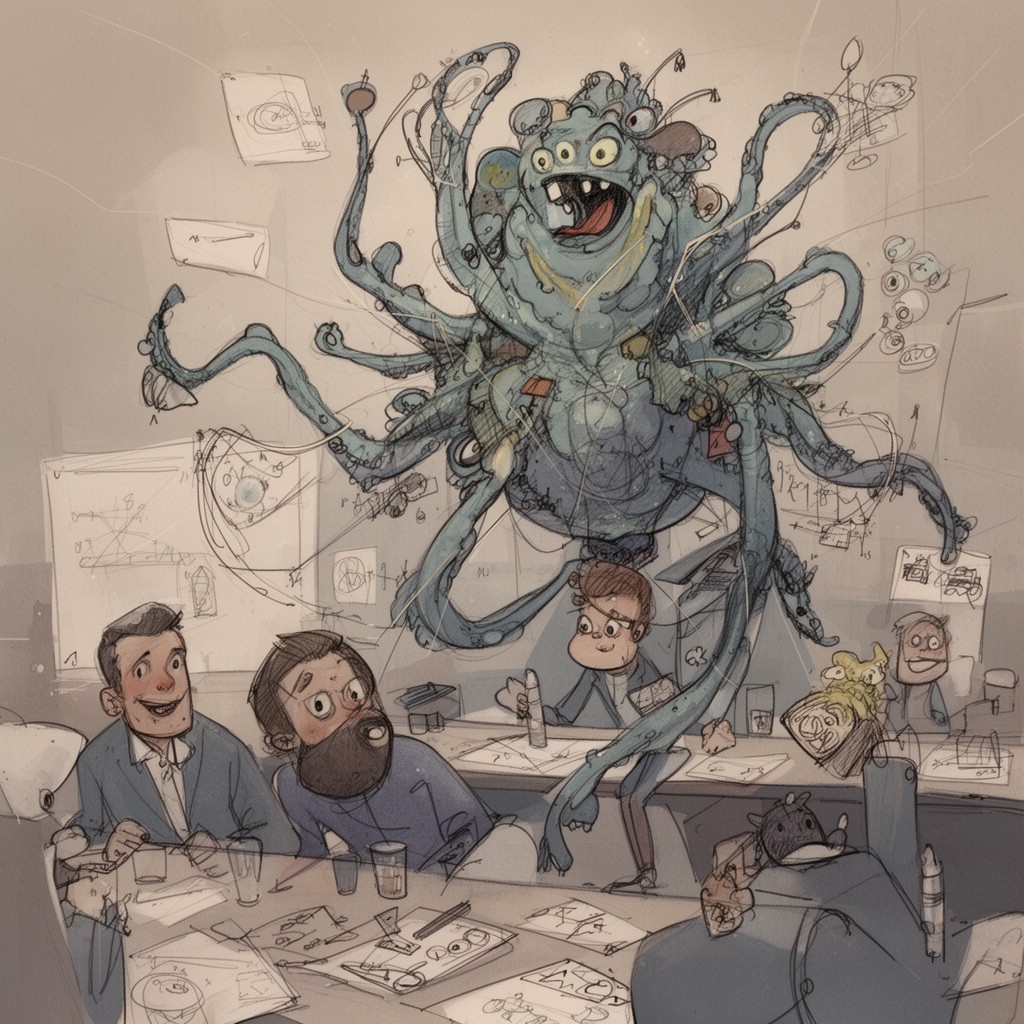 AI-generated illustration of Monster group construction (with collaborators)