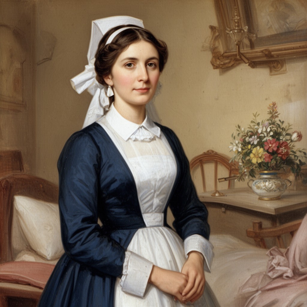 AI-generated illustration of Florence Nightingale (as nurse and organizer of medical care)