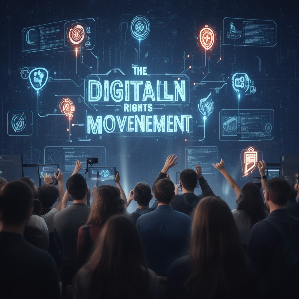AI-generated illustration of digital rights movement