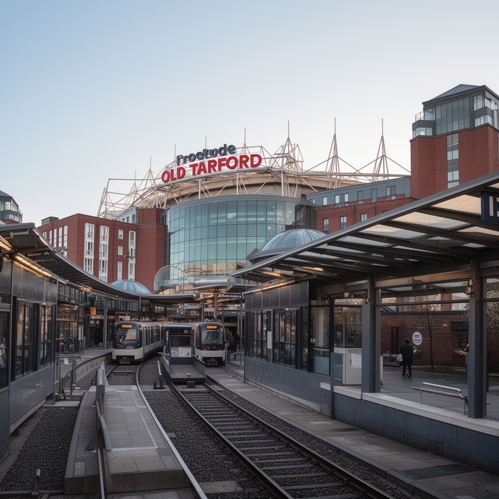 AI-generated illustration of Old Trafford tram stop