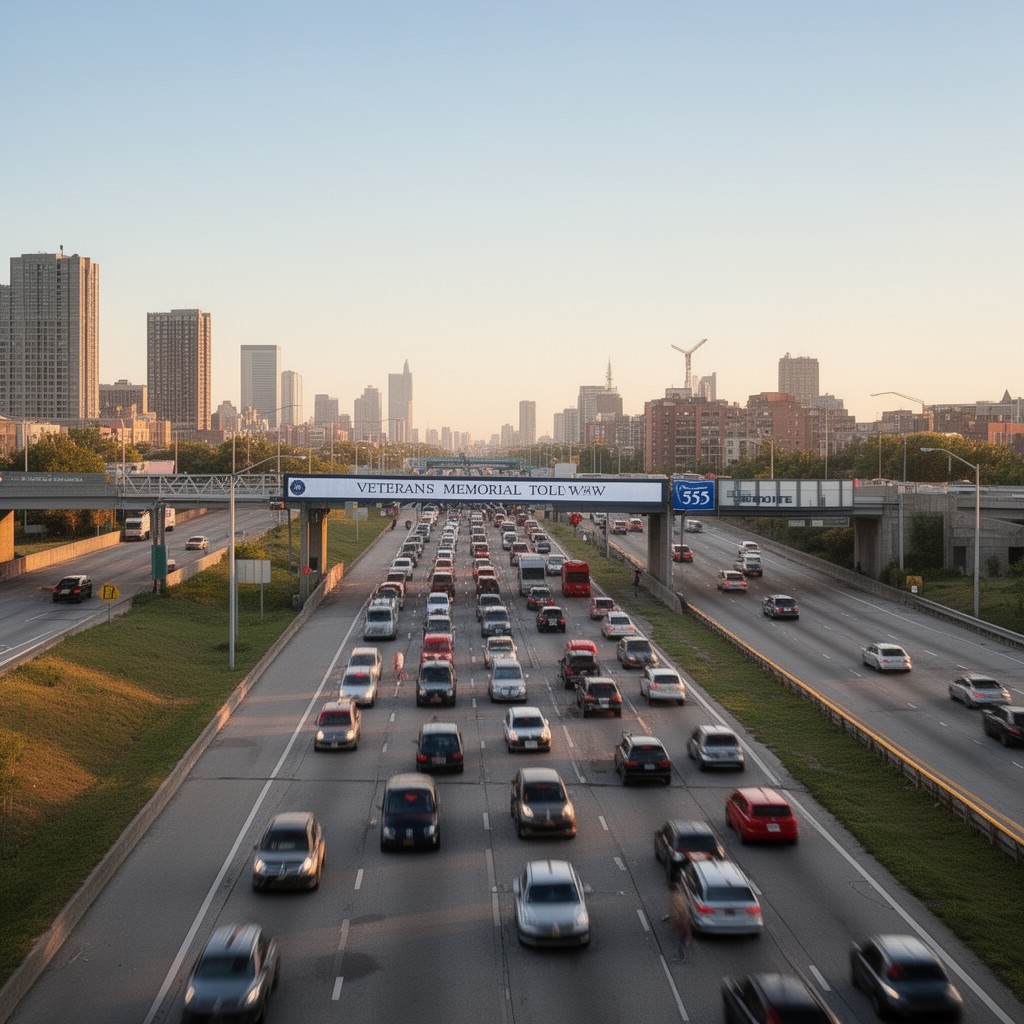 AI-generated illustration of I-355 (Veterans Memorial Tollway)