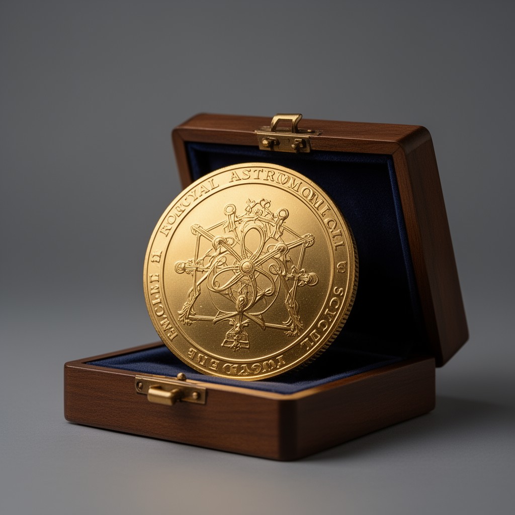AI-generated illustration of Gold Medal of the Royal Astronomical Society