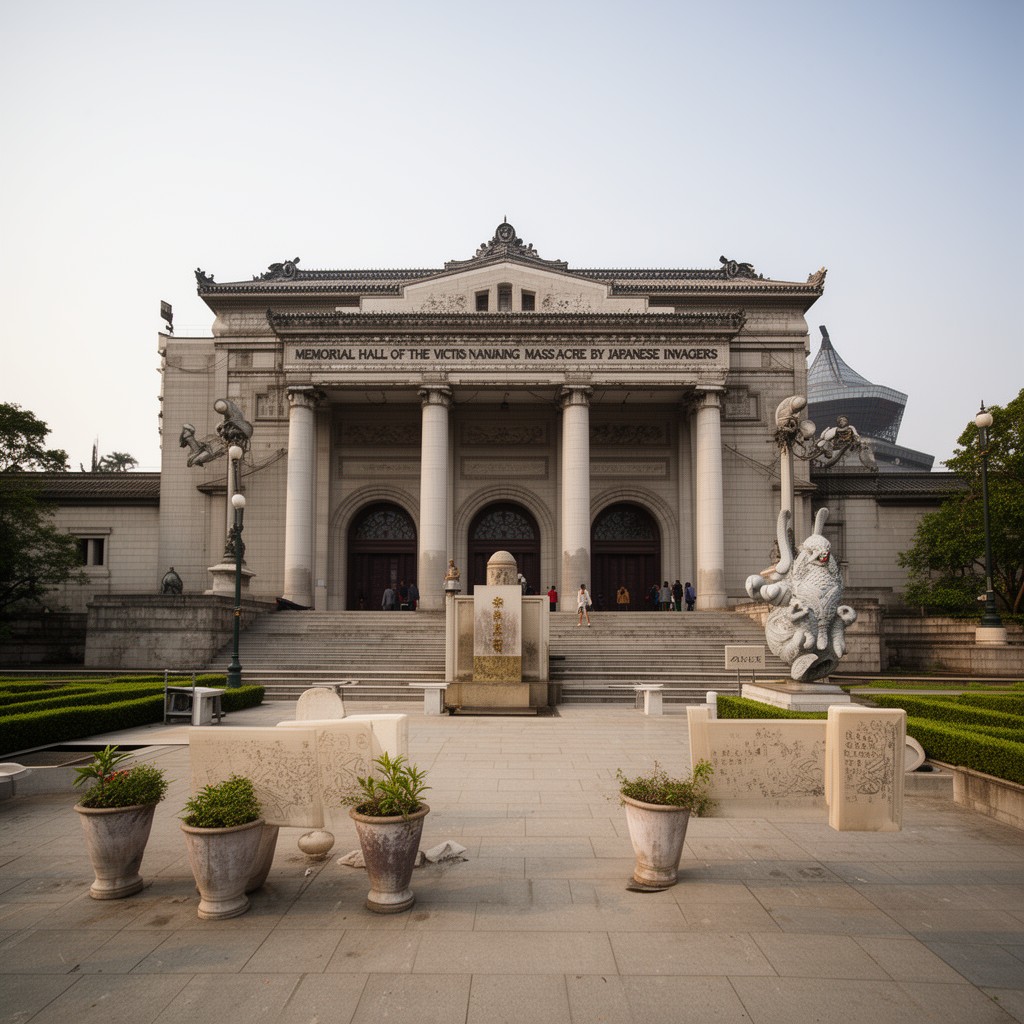 AI-generated illustration of Memorial Hall of the Victims in Nanjing Massacre by Japanese Invaders