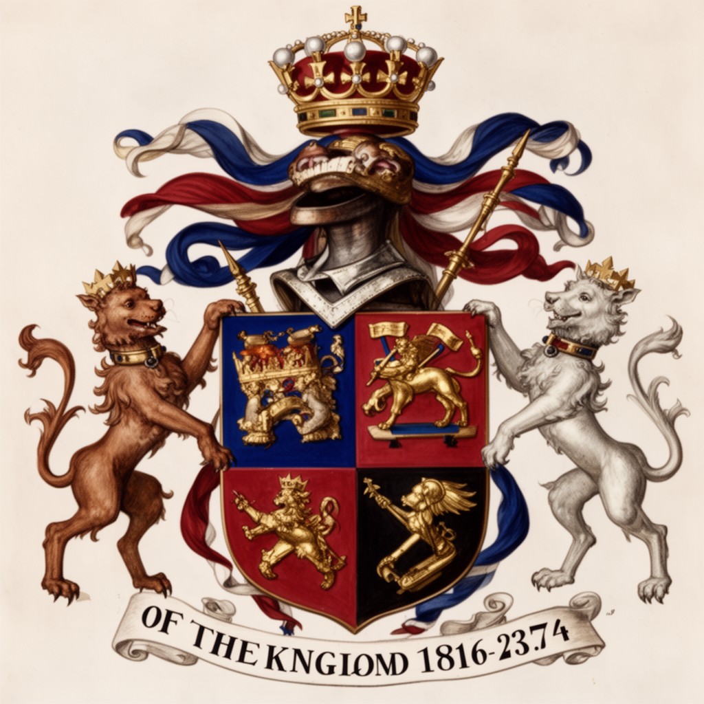 AI-generated illustration of Royal coat of arms of the United Kingdom (1816–1837)