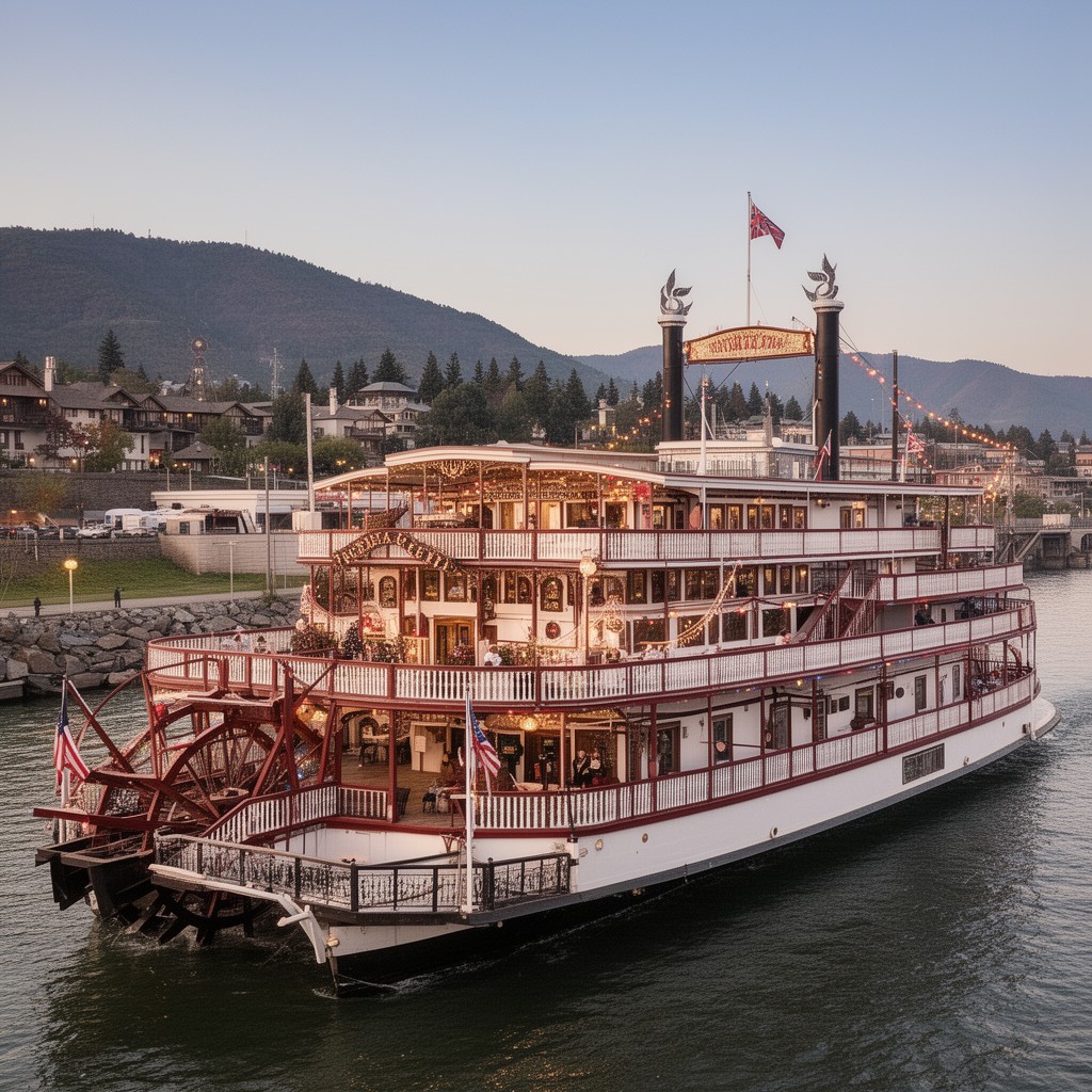 AI-generated illustration of Delta King riverboat hotel