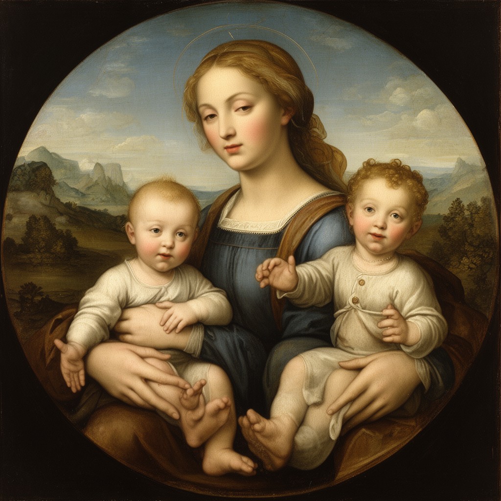 AI-generated illustration of The Alba Madonna by Raphael