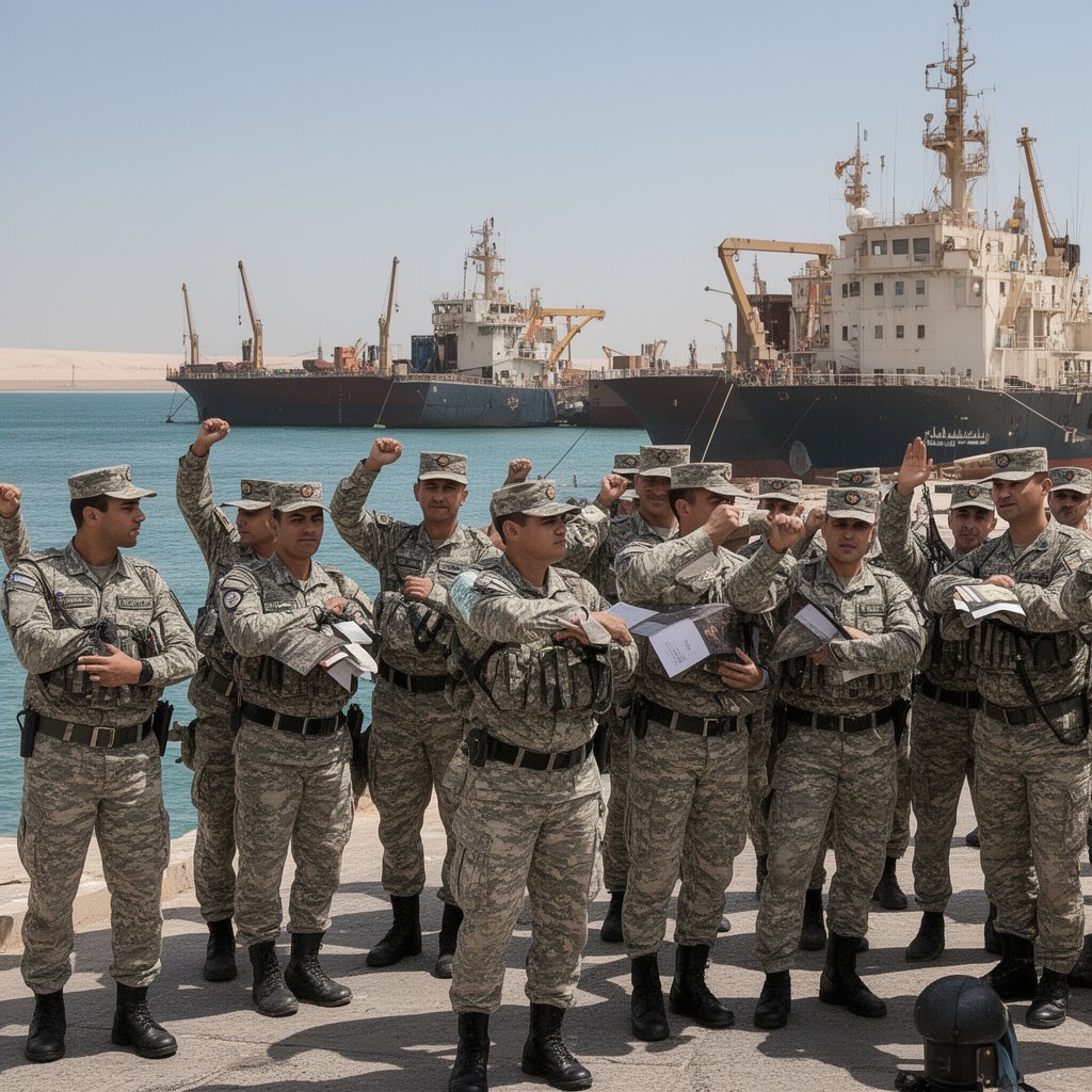 AI-generated illustration of Suez Canal security forces