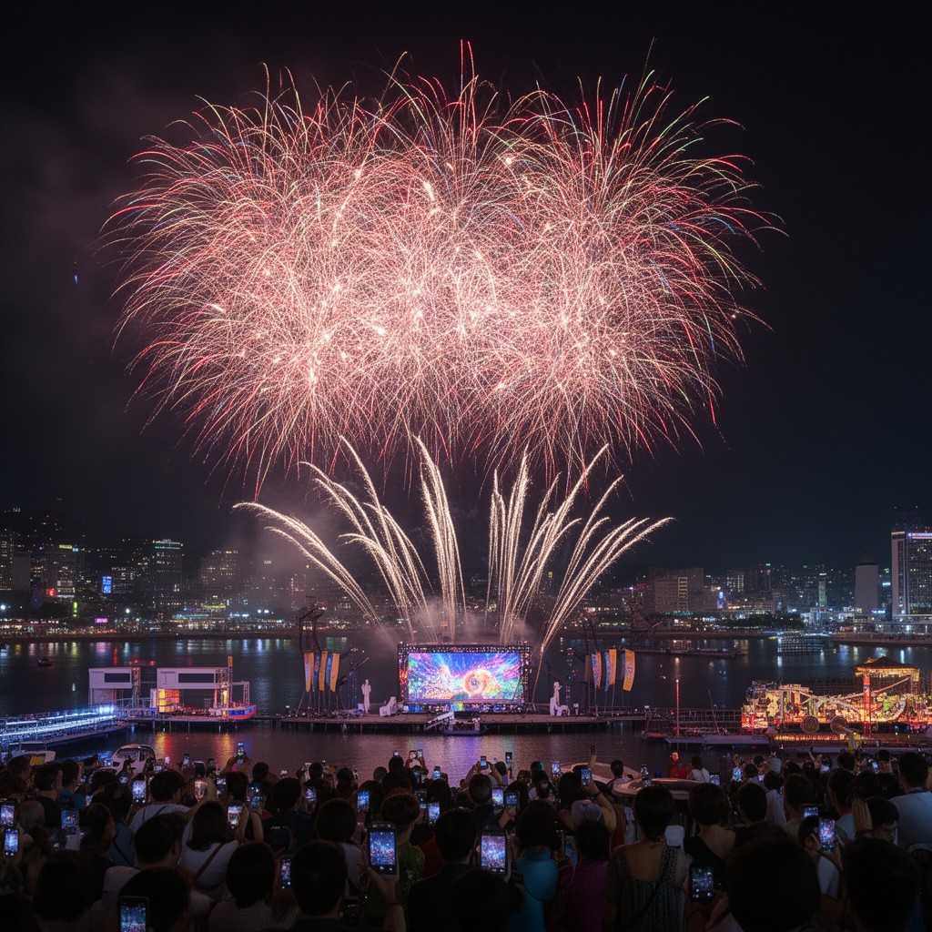 AI-generated illustration of Busan Fireworks Festival