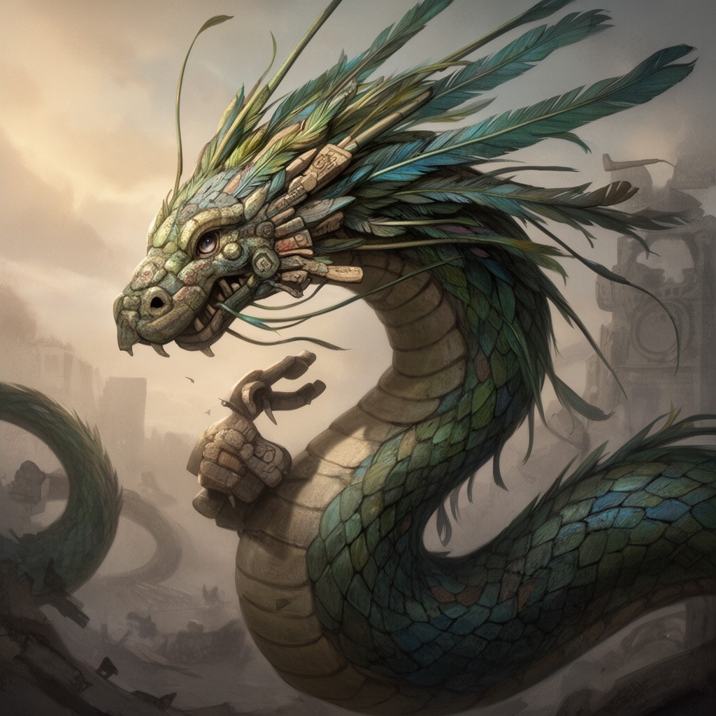 AI-generated illustration of Quetzalcoatl