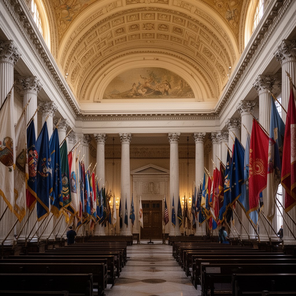 AI-generated illustration of Great Hall of Flags
