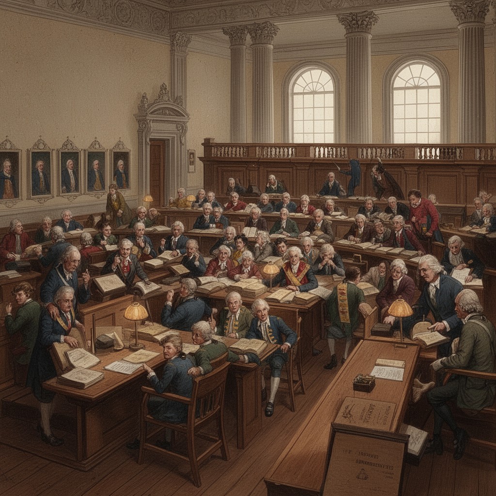 AI-generated illustration of Massachusetts colonial legislature
