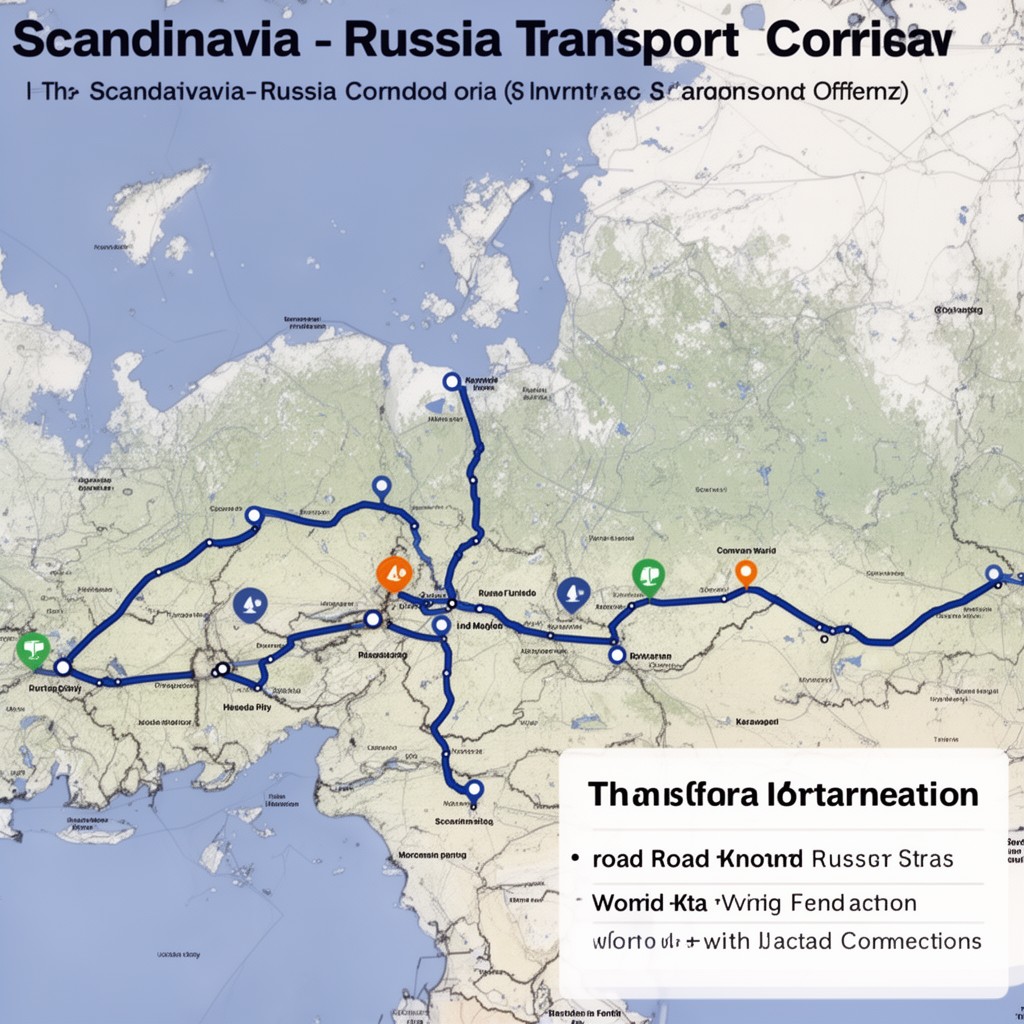 AI-generated illustration of Scandinavia–Russia transport corridor