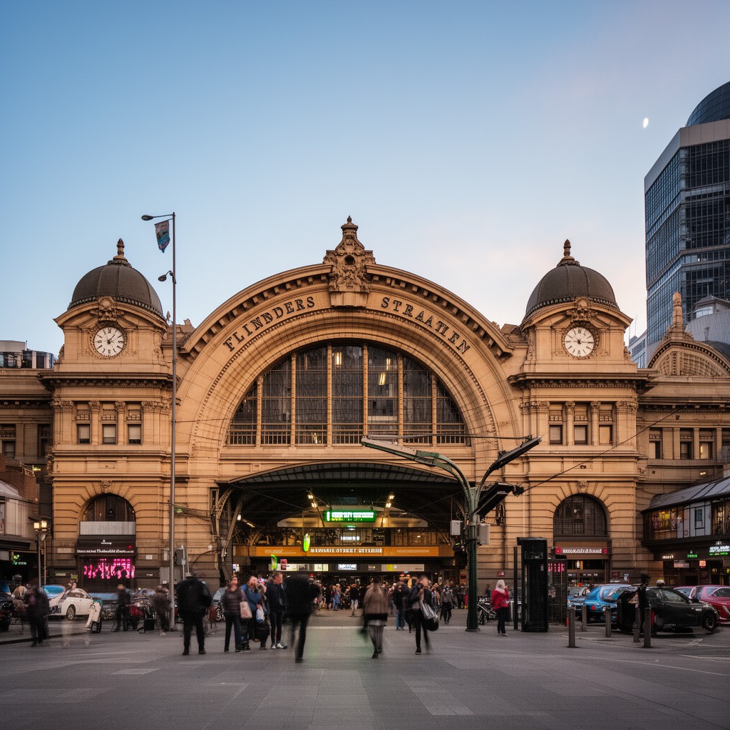 AI-generated illustration of Flinders Street Station