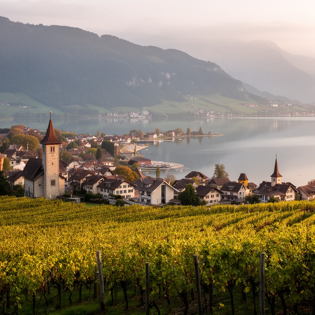 AI-generated illustration of Môtier, Canton of Fribourg, Switzerland