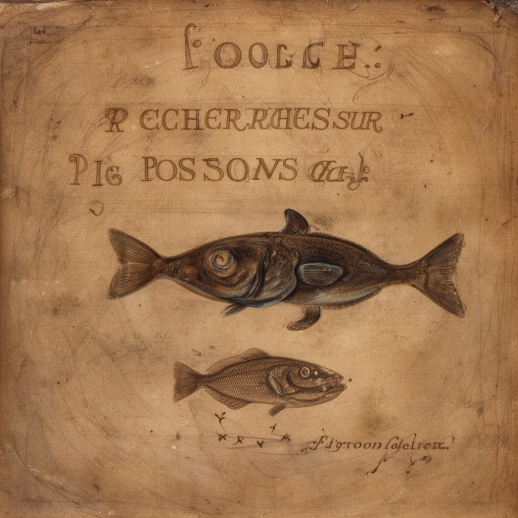 AI-generated illustration of Recherches sur les poissons fossiles