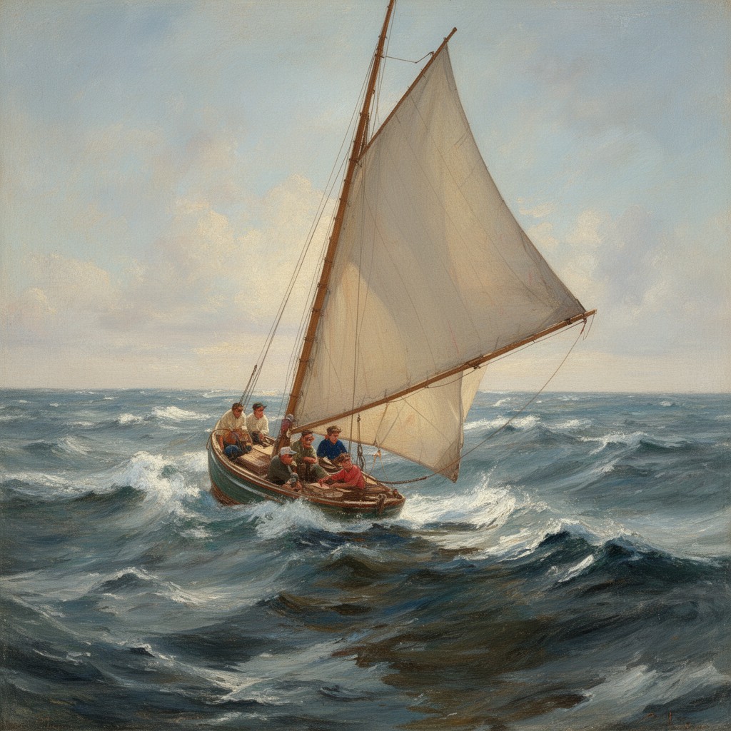AI-generated illustration of Breezing Up (A Fair Wind)