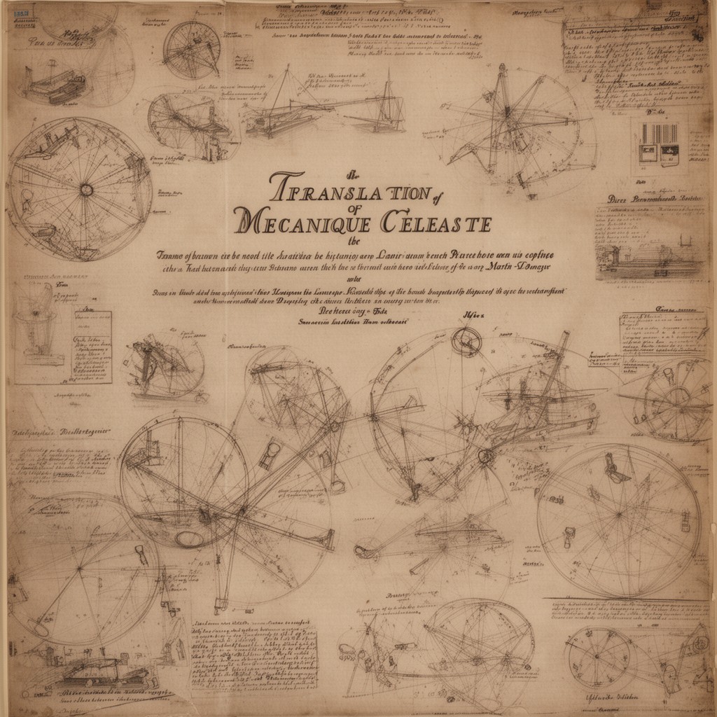AI-generated illustration of Translation of Laplace's Mécanique Céleste