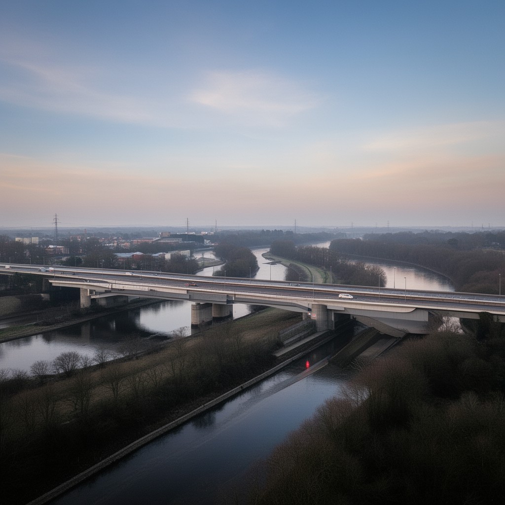 AI-generated illustration of Thelwall Viaduct