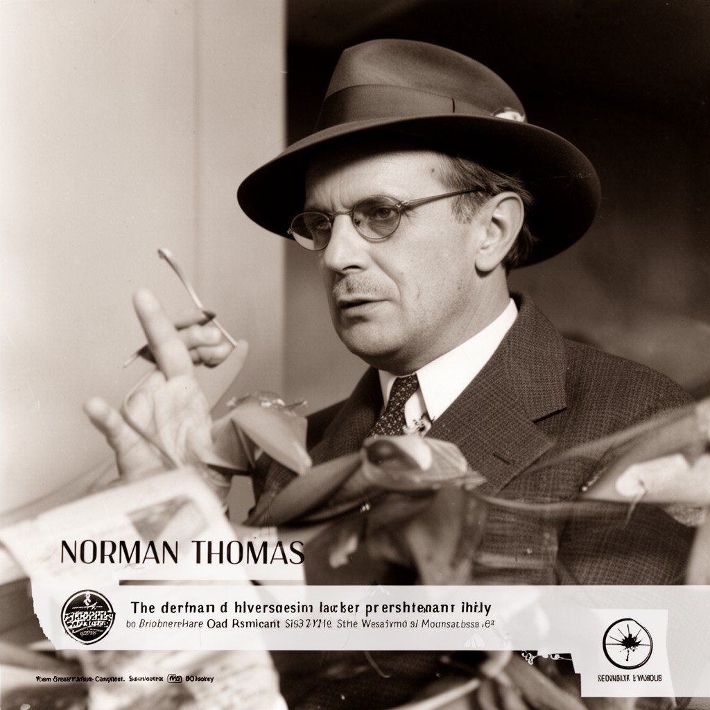 AI-generated illustration of Norman Thomas