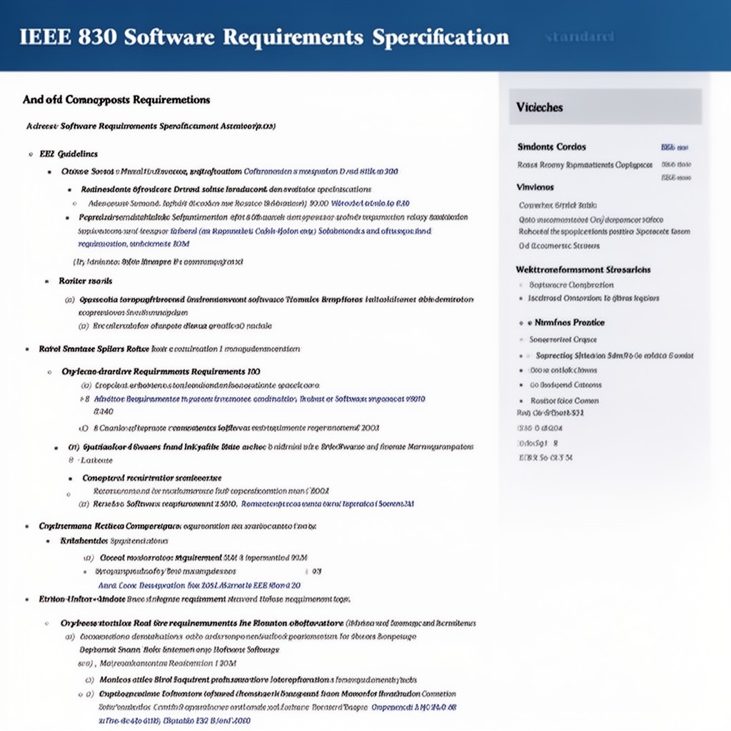 AI-generated illustration of IEEE 830 (Software Requirements Specification standard)