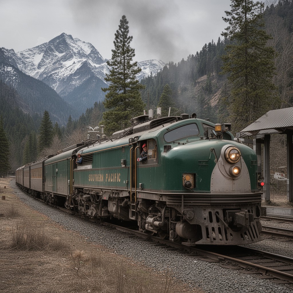 AI-generated illustration of Southern Pacific Cab Forward locomotive