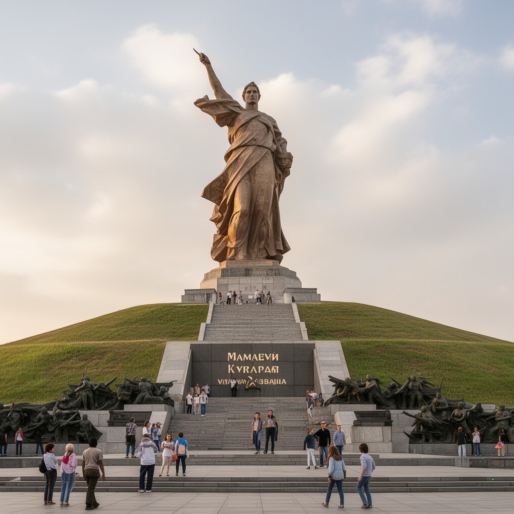 AI-generated illustration of Mamayev Kurgan memorial complex