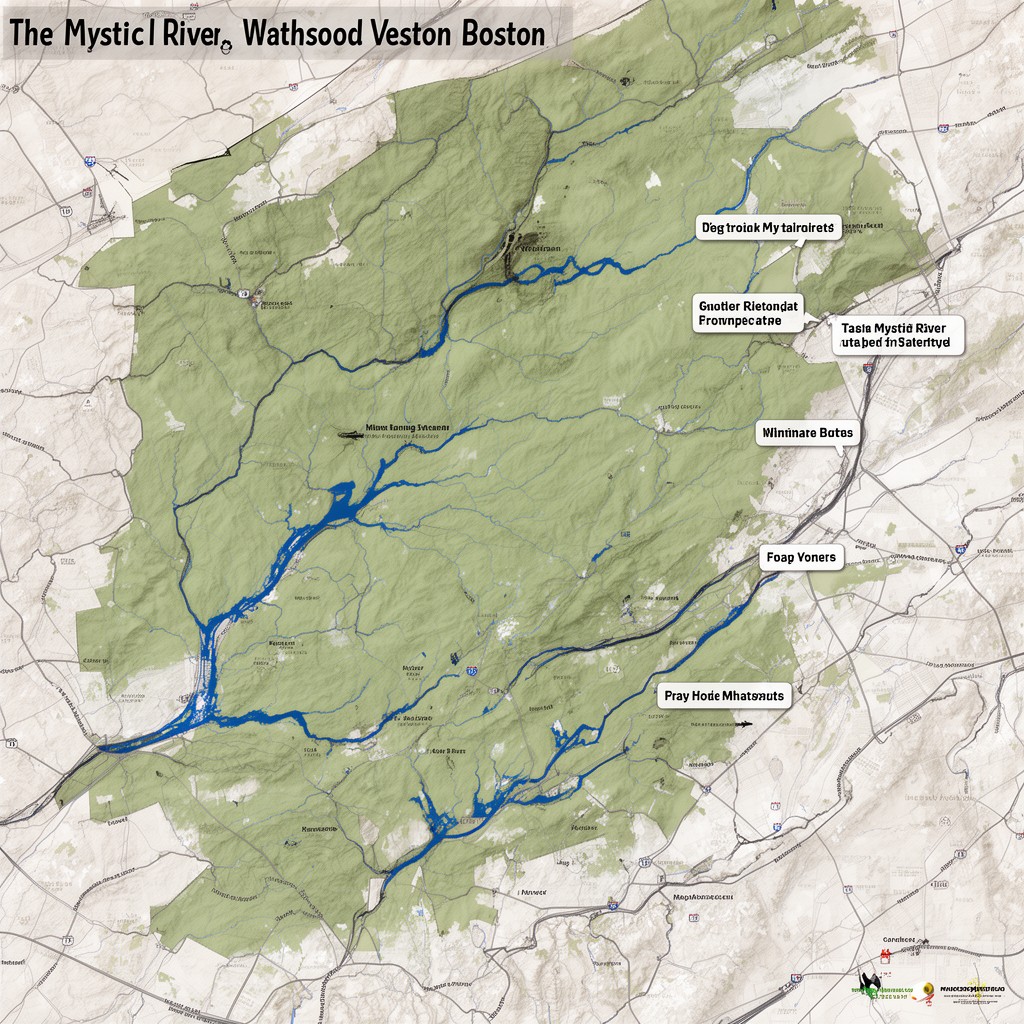 AI-generated illustration of Mystic River watershed