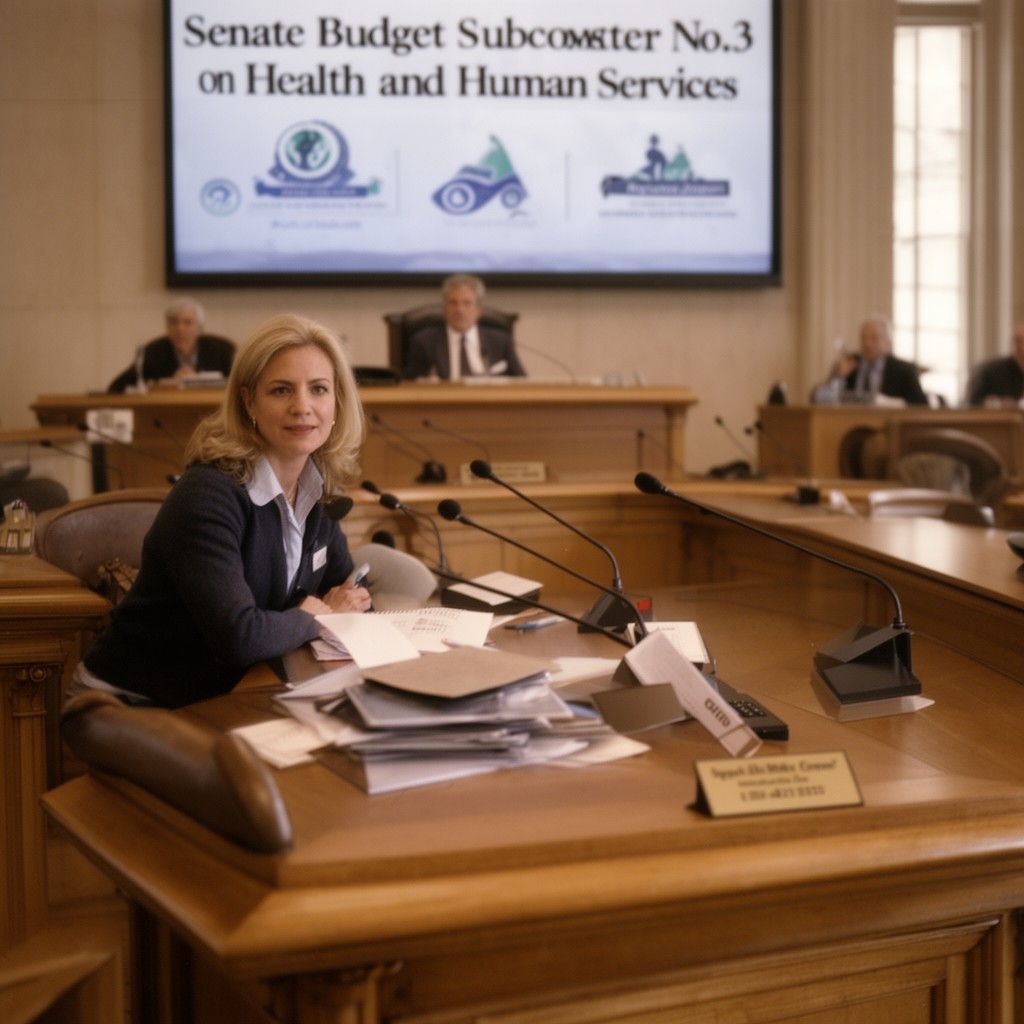AI-generated illustration of Senate Budget Subcommittee No. 3 on Health and Human Services