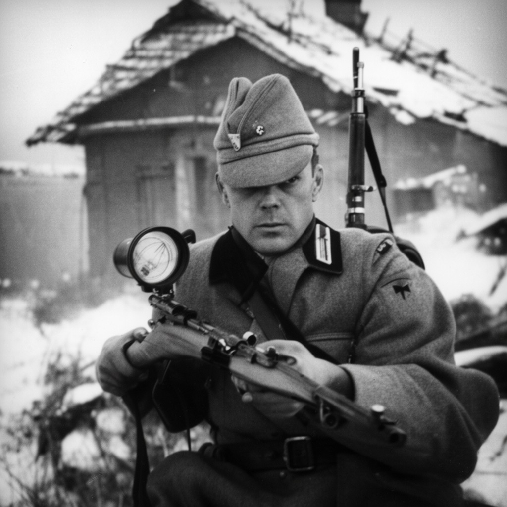 AI-generated illustration of German sniper Erwin König