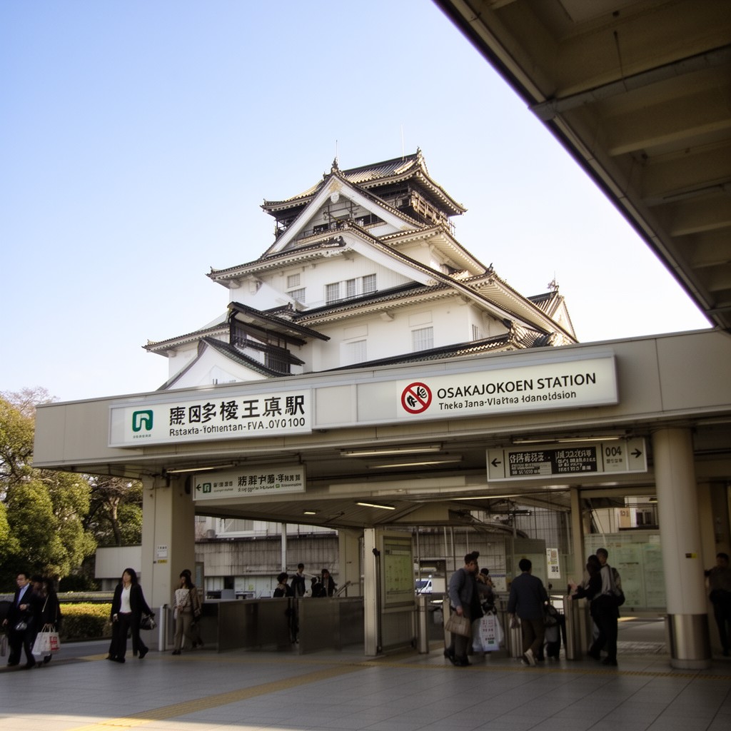 AI-generated illustration of Osakajokoen Station