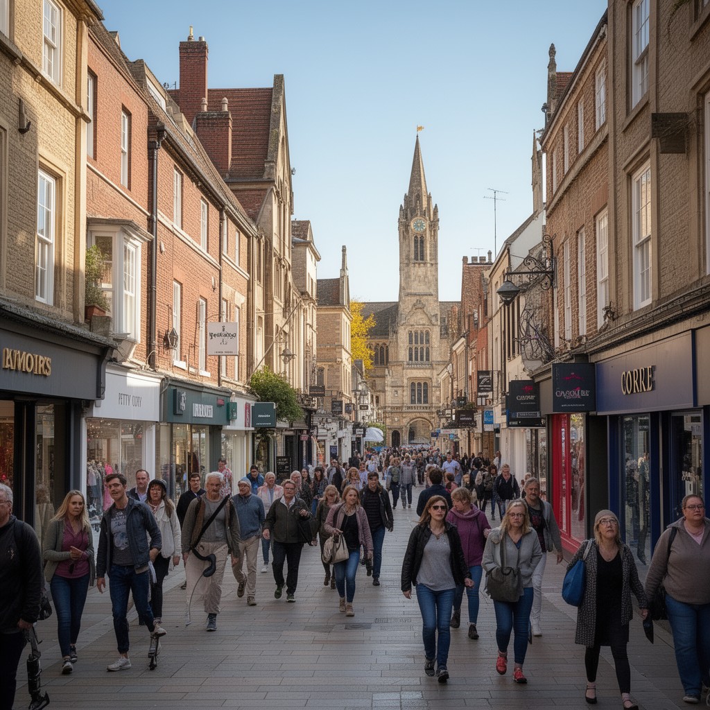 AI-generated illustration of Petty Cury, Cambridge