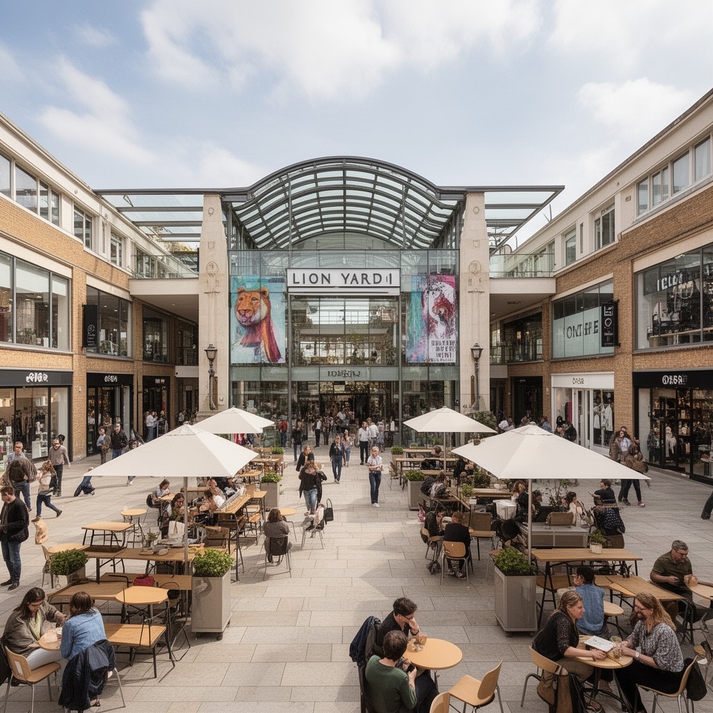 AI-generated illustration of Lion Yard shopping centre
