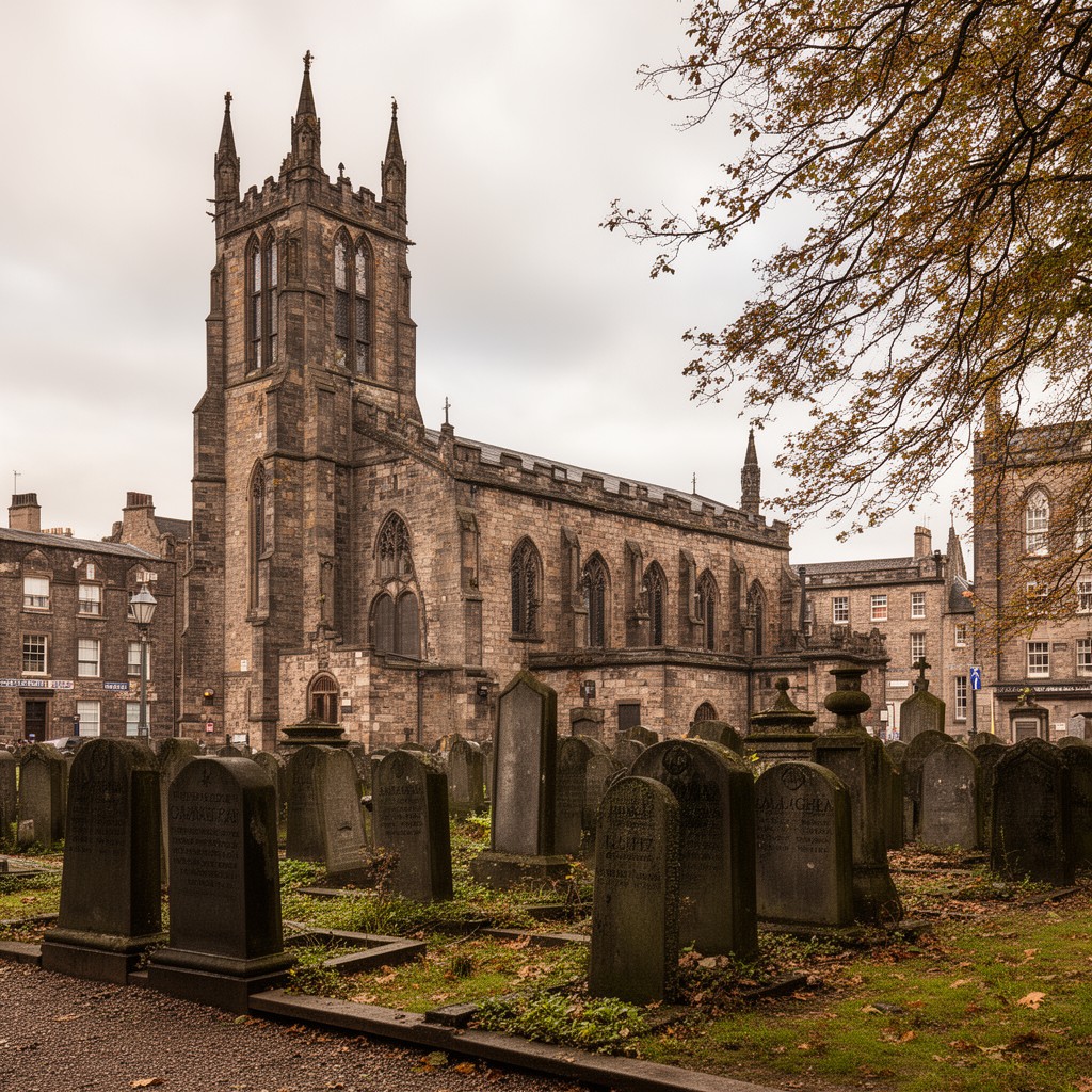 AI-generated illustration of Canongate Kirkyard, Edinburgh