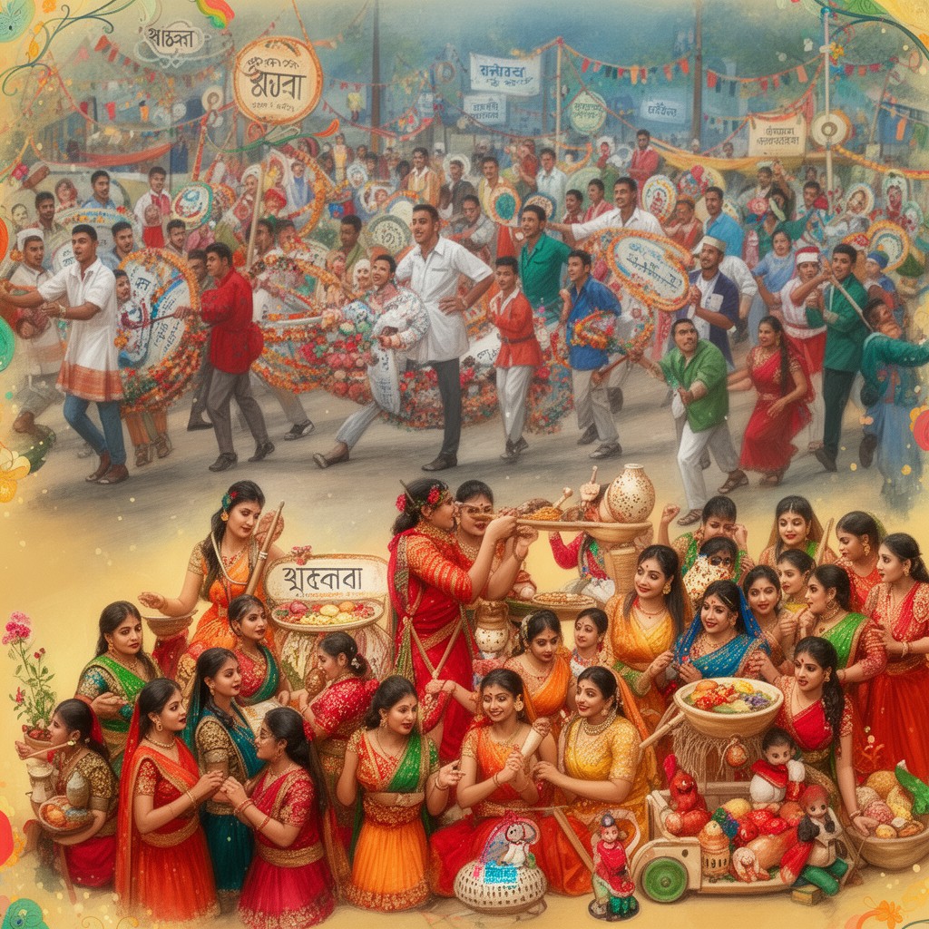 AI-generated illustration of Pohela Boishakh