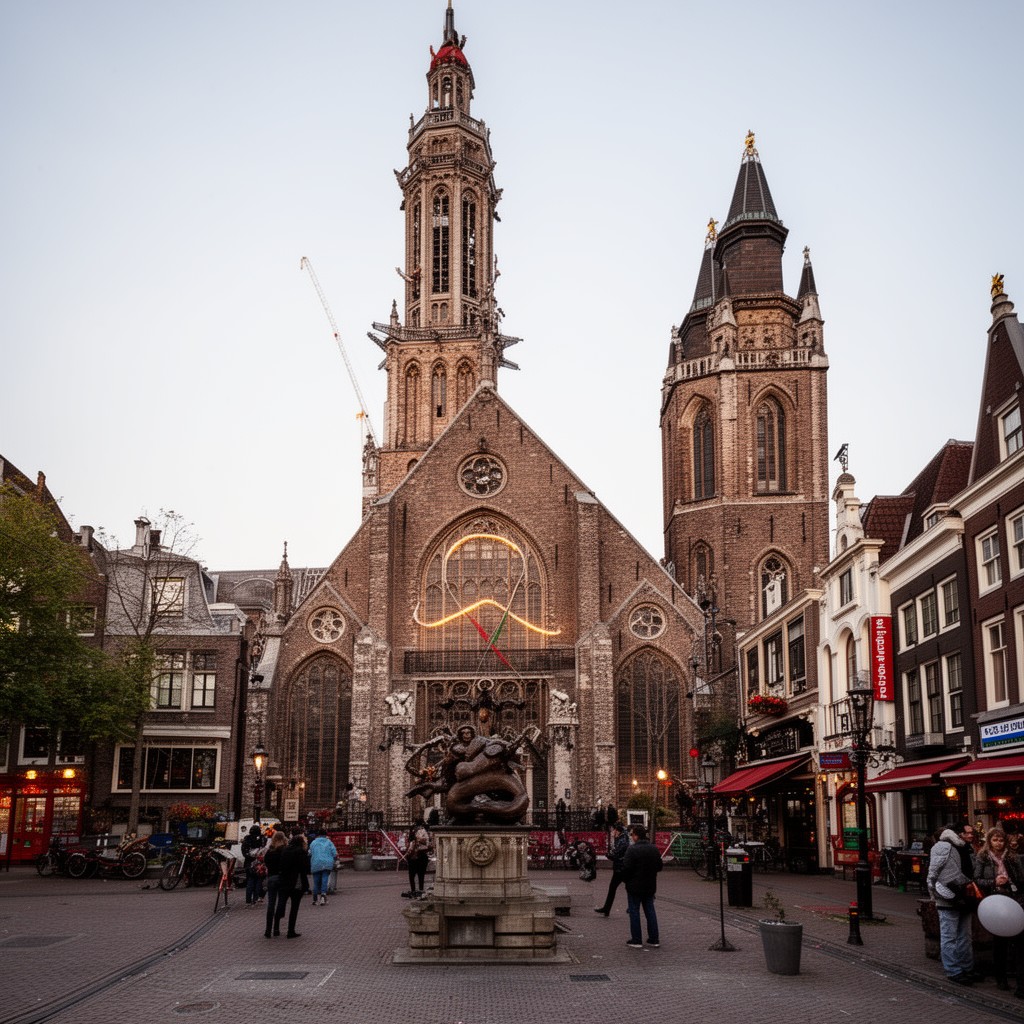 AI-generated illustration of Oude Kerk square