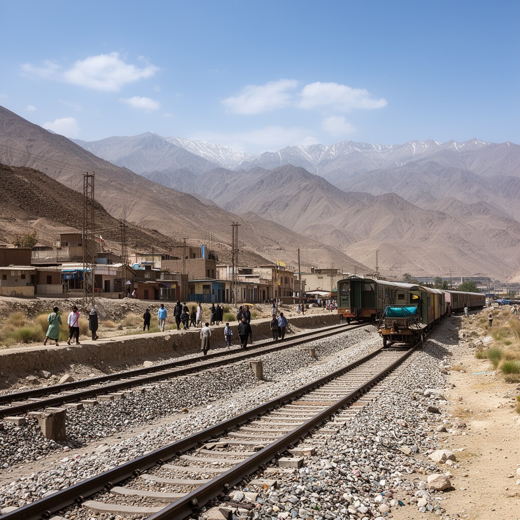 AI-generated illustration of Quetta–Chaman railway line