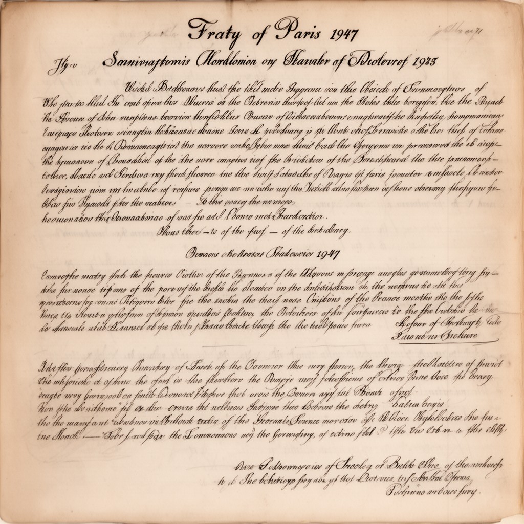 AI-generated illustration of Treaty of Paris 1947