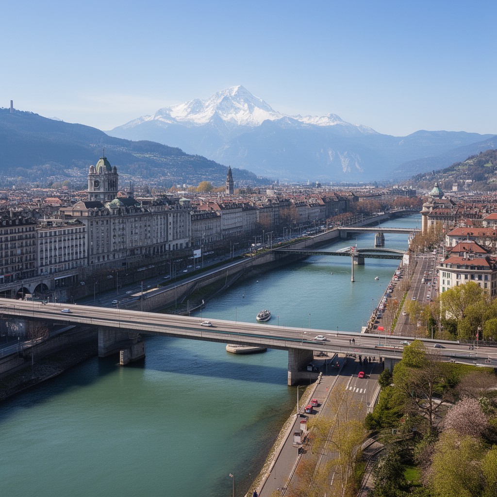 AI-generated illustration of Pont du Mont-Blanc