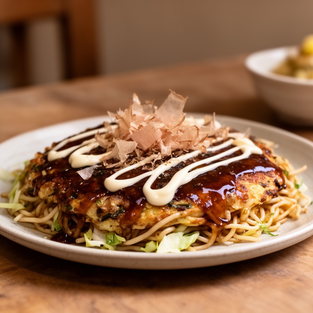AI-generated illustration of Okonomiyaki