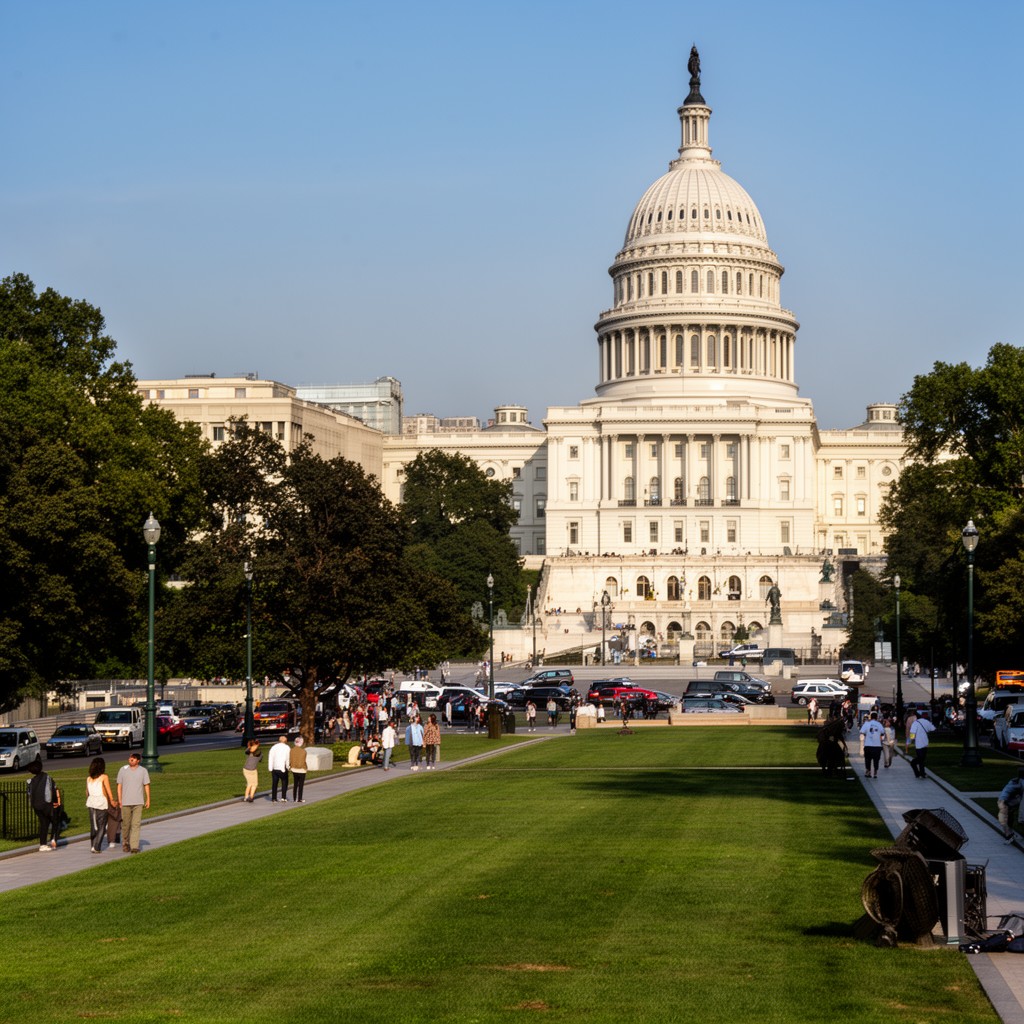 AI-generated illustration of United States Capitol grounds