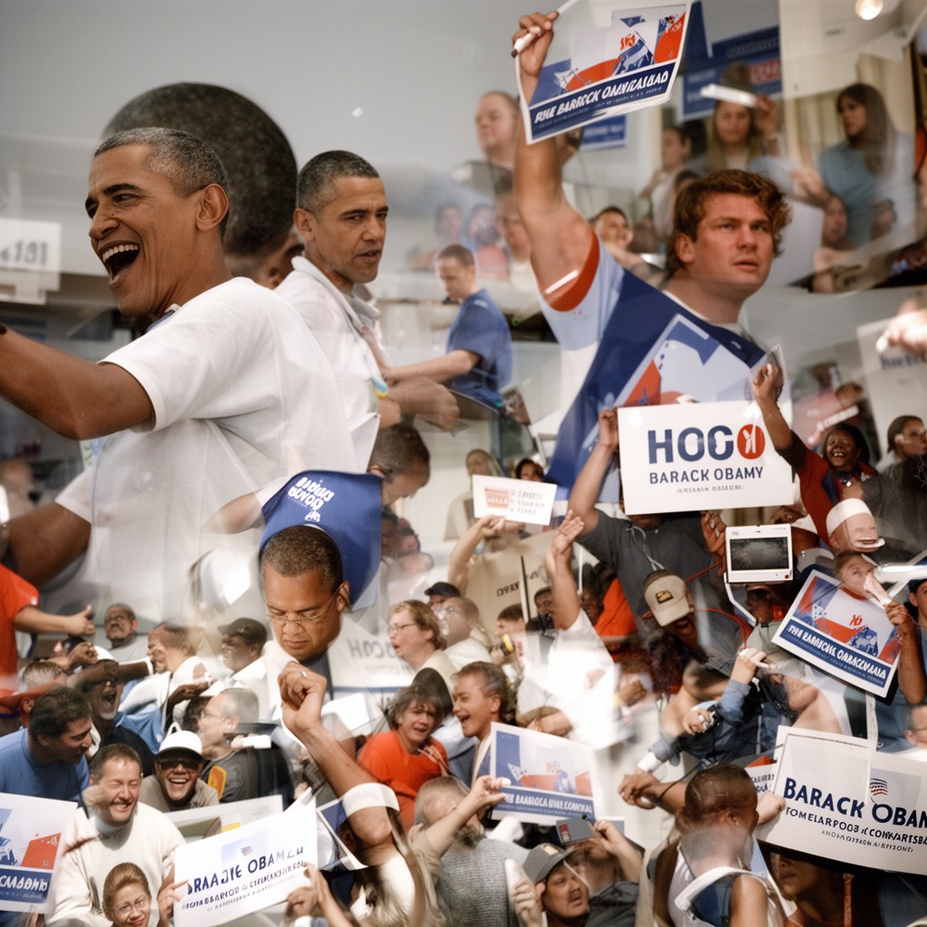 AI-generated illustration of Barack Obama 2008 presidential campaign