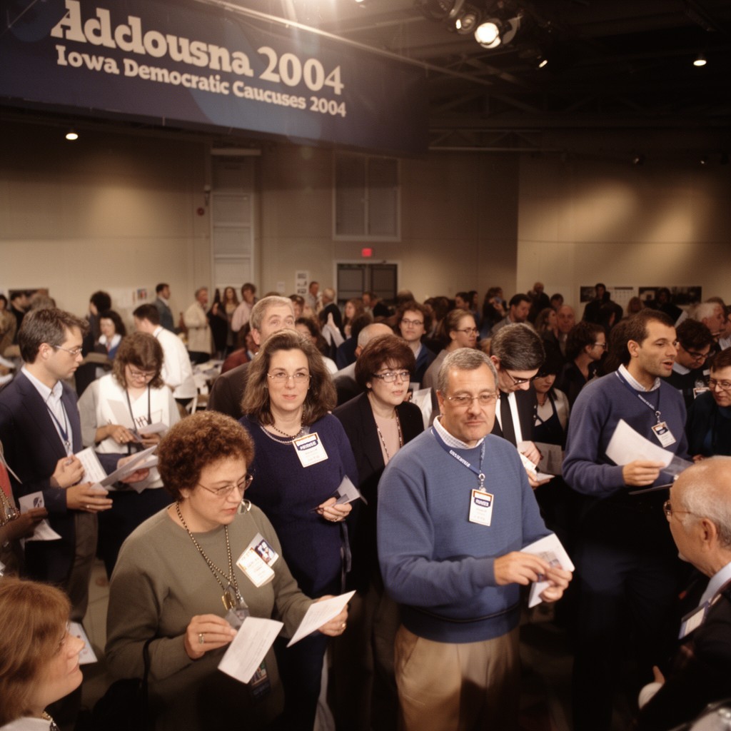 AI-generated illustration of Iowa Democratic caucuses 2004