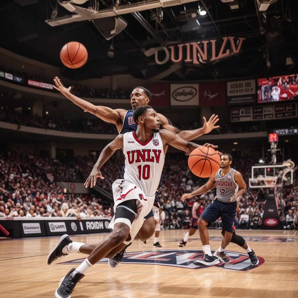 AI-generated illustration of UNLV Runnin' Rebels men's basketball
