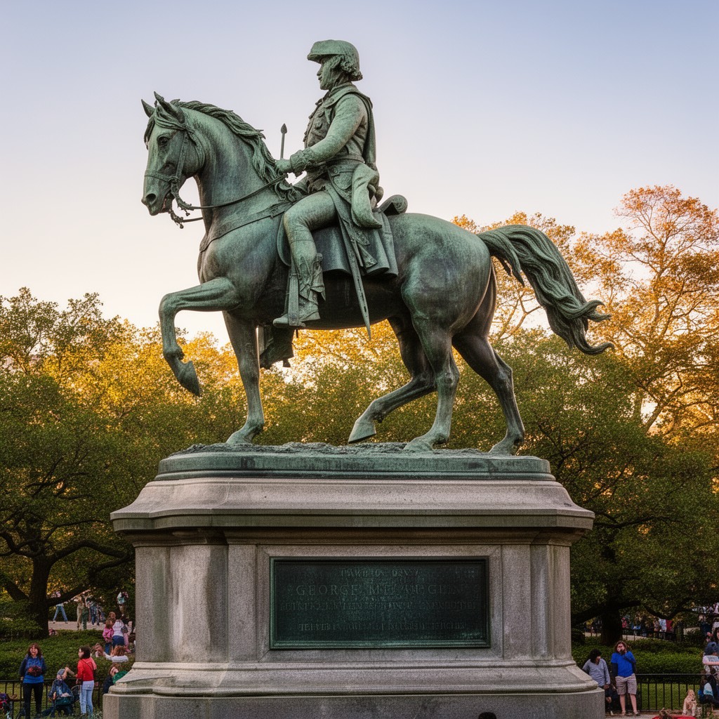 AI-generated illustration of equestrian statue of George Washington