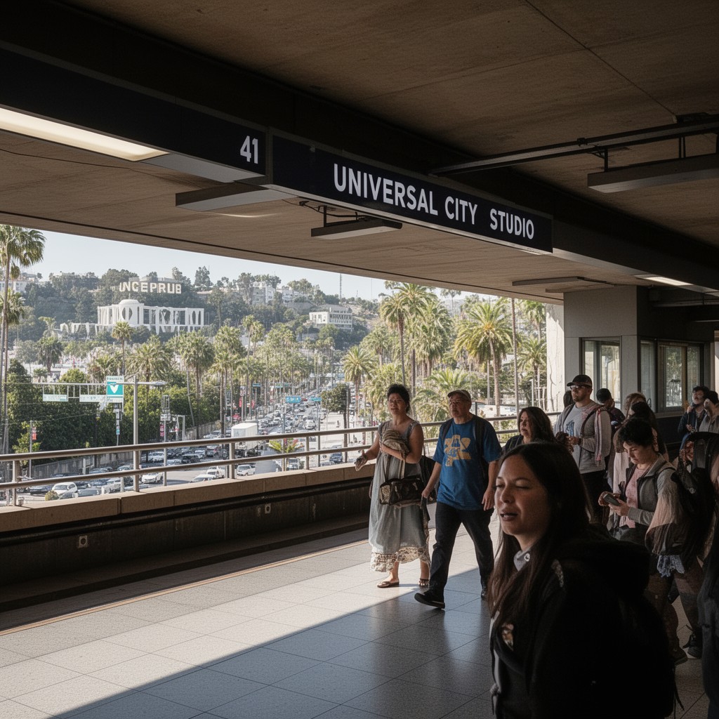 AI-generated illustration of Universal City/Studio City station