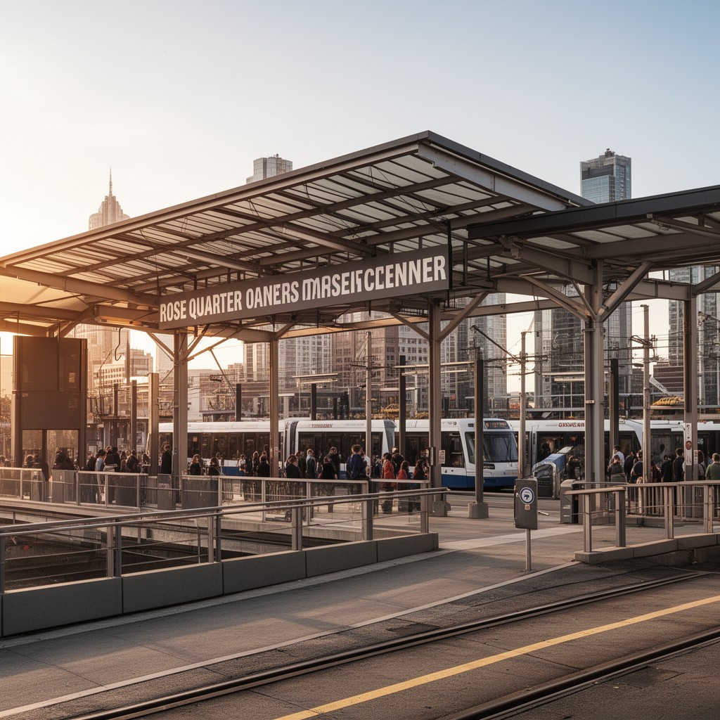 AI-generated illustration of Rose Quarter Transit Center
