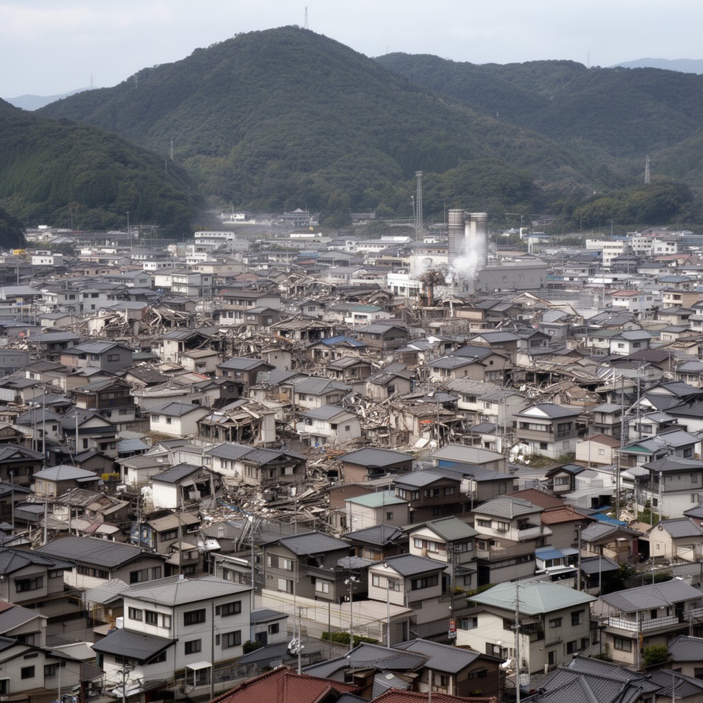 AI-generated illustration of Urakami district of Nagasaki