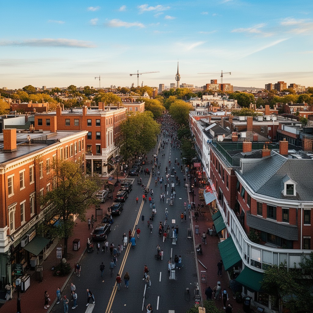 AI-generated illustration of Massachusetts Avenue (Cambridge)