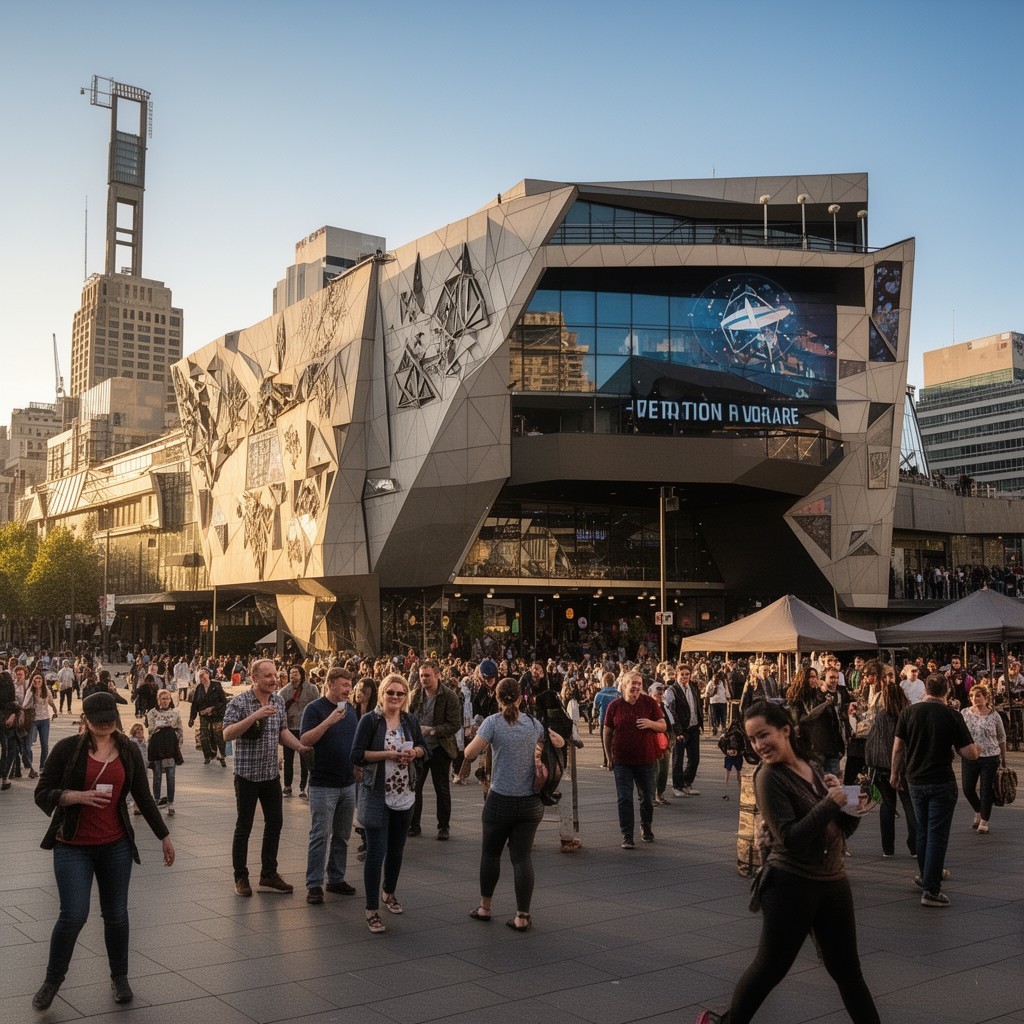 AI-generated illustration of Federation Square